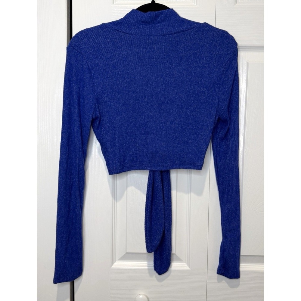 Womens Cropped Open Cardigan‎ Sweater Size S Y2K Tie Front Preppy 90s Indie Soft - Picture 2 of 9